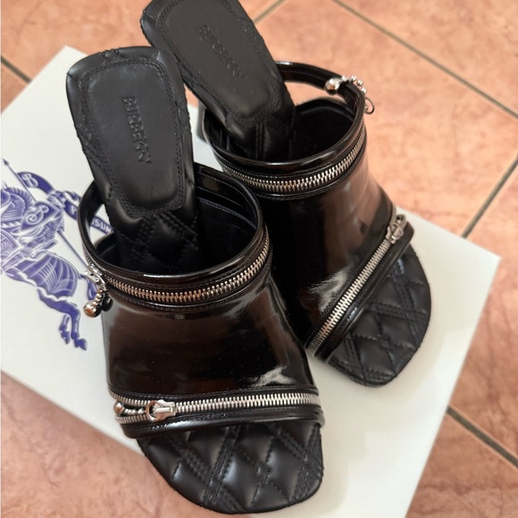 Burberry Women's Peep High Heel Slide Sandals - Picture 1 of 14